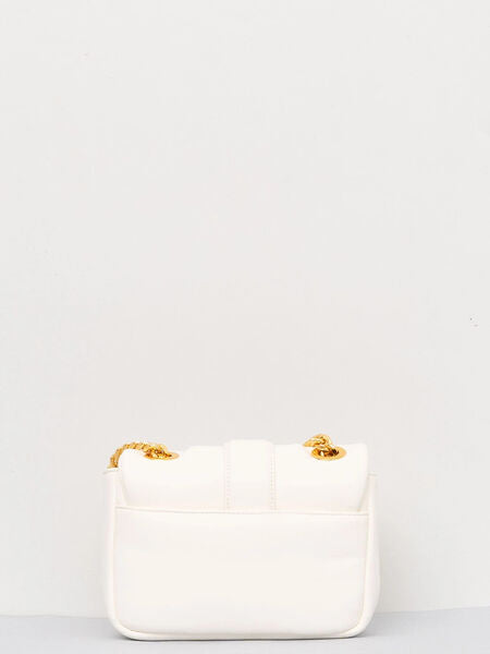 White Quilted Crossbody Bag with Gold Chain