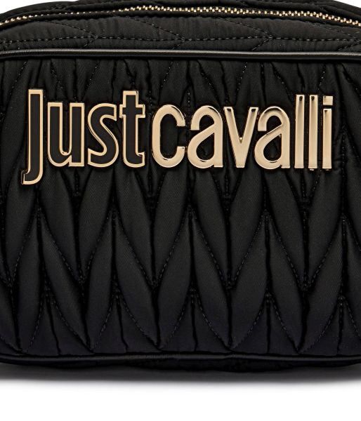 Black Quilted Crossbody Bag with Logo Accent