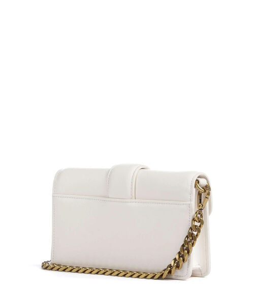 White Leather Crossbody Bag with Snake Accent