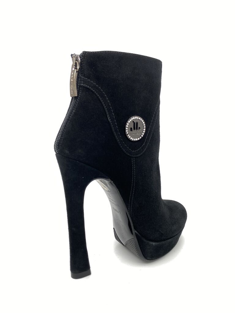 Black Suede Ankle Boots with High Heel