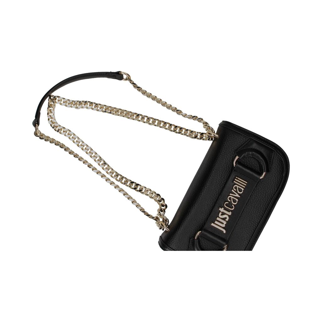 Black Pebbled Crossbody Bag with Chain Strap