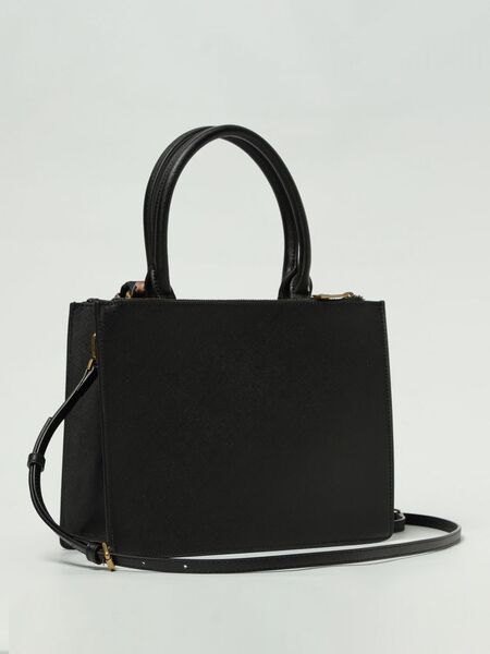 Black Textured Handbag with Animal Print Scarf
