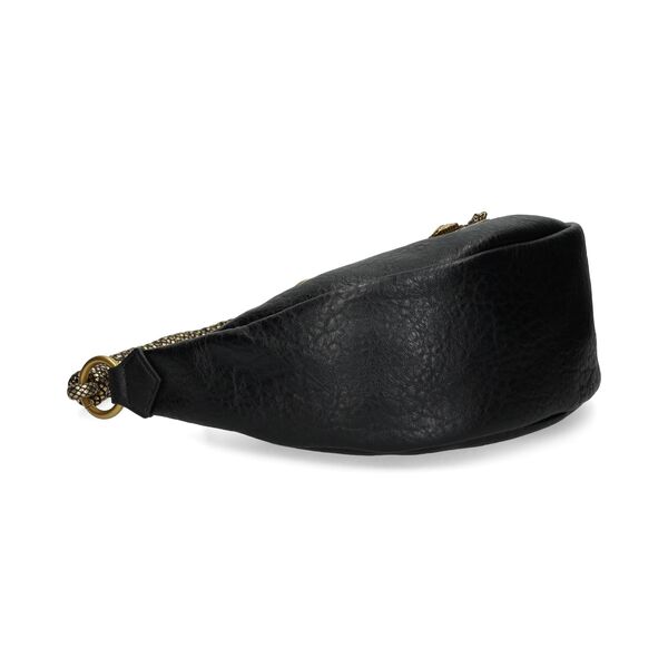 Black Textured Shoulder Bag with Braided Handle