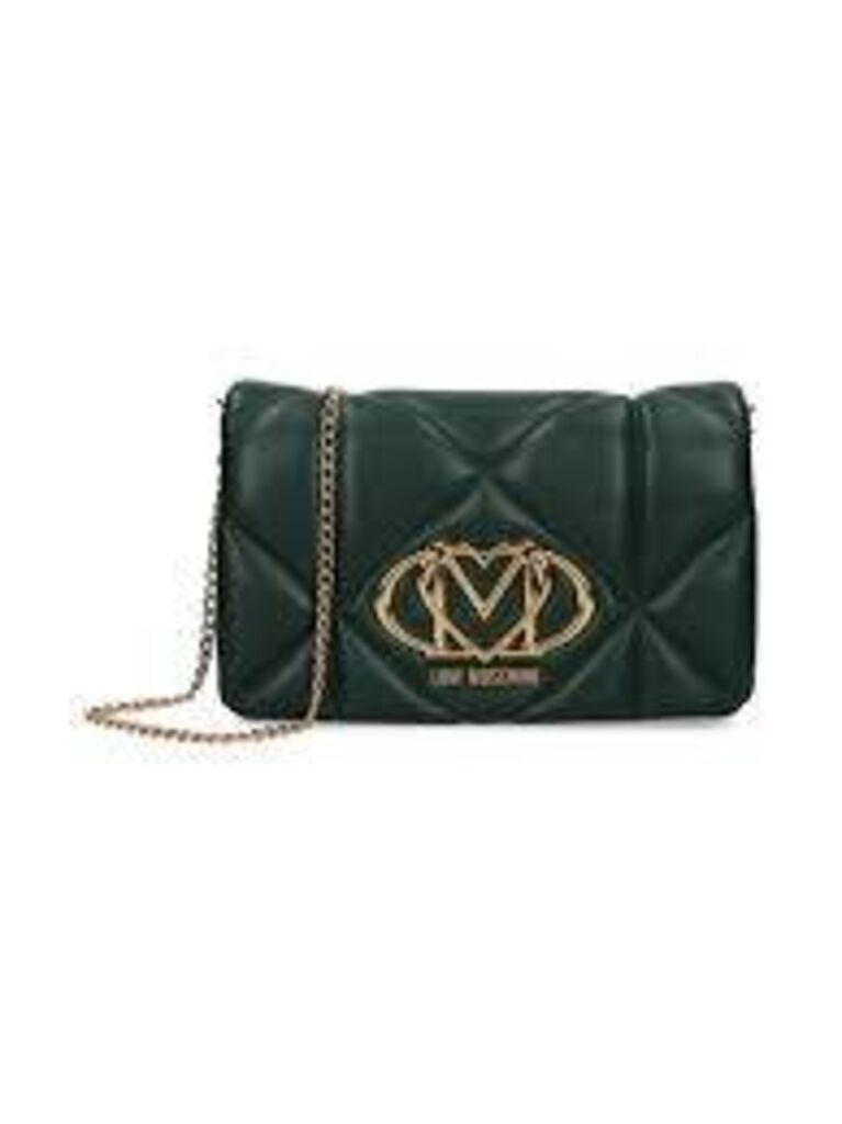 Green Quilted Chain Bag with Gold Logo