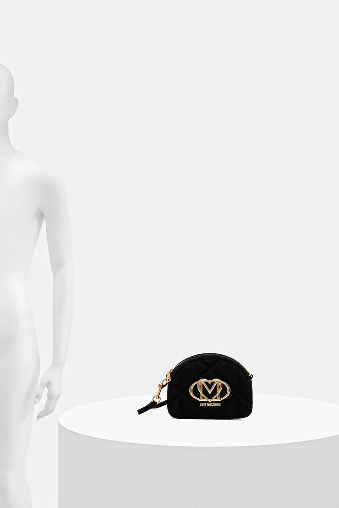 Black Quilted Mini Crossbody with Gold Accents