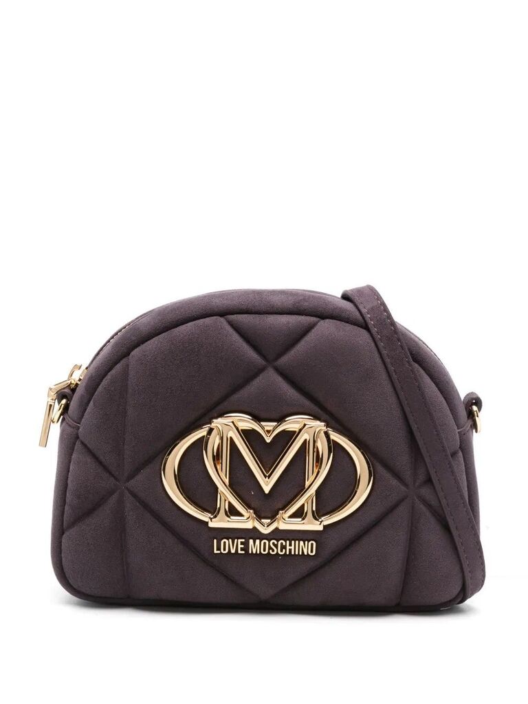 Violet Quilted Crossbody Bag with Gold Logo