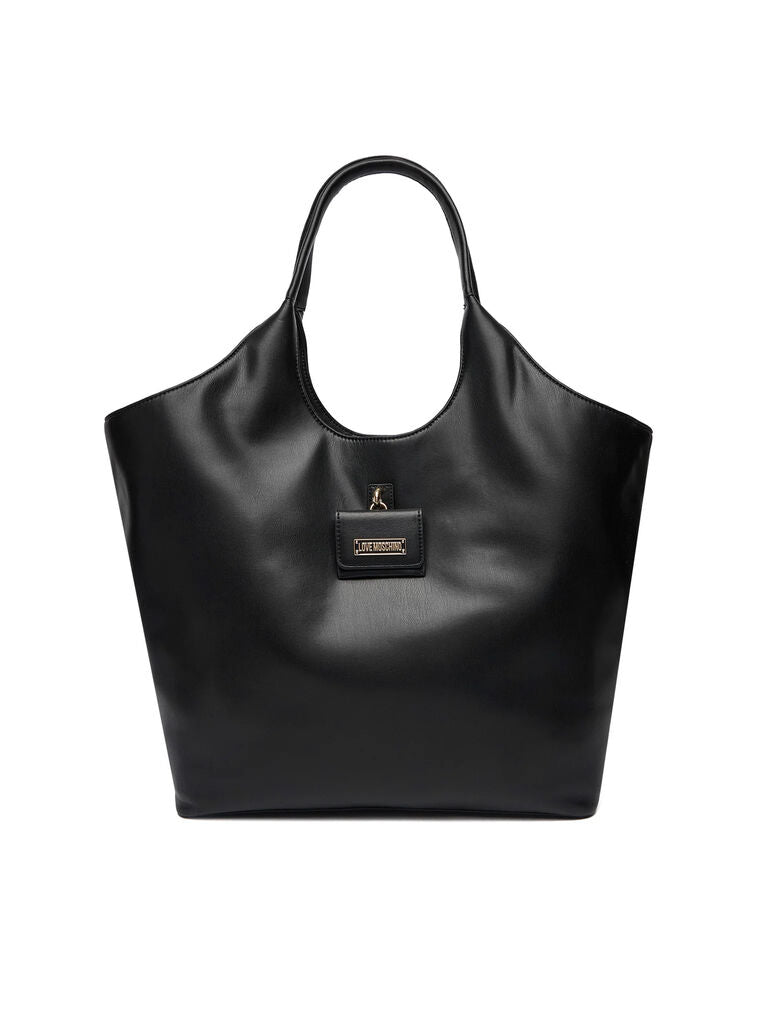 Black Smooth Tote with Matching Pouch