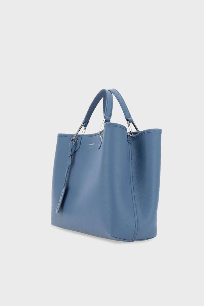 Classic Blue Structured Tote with Silver Hardware