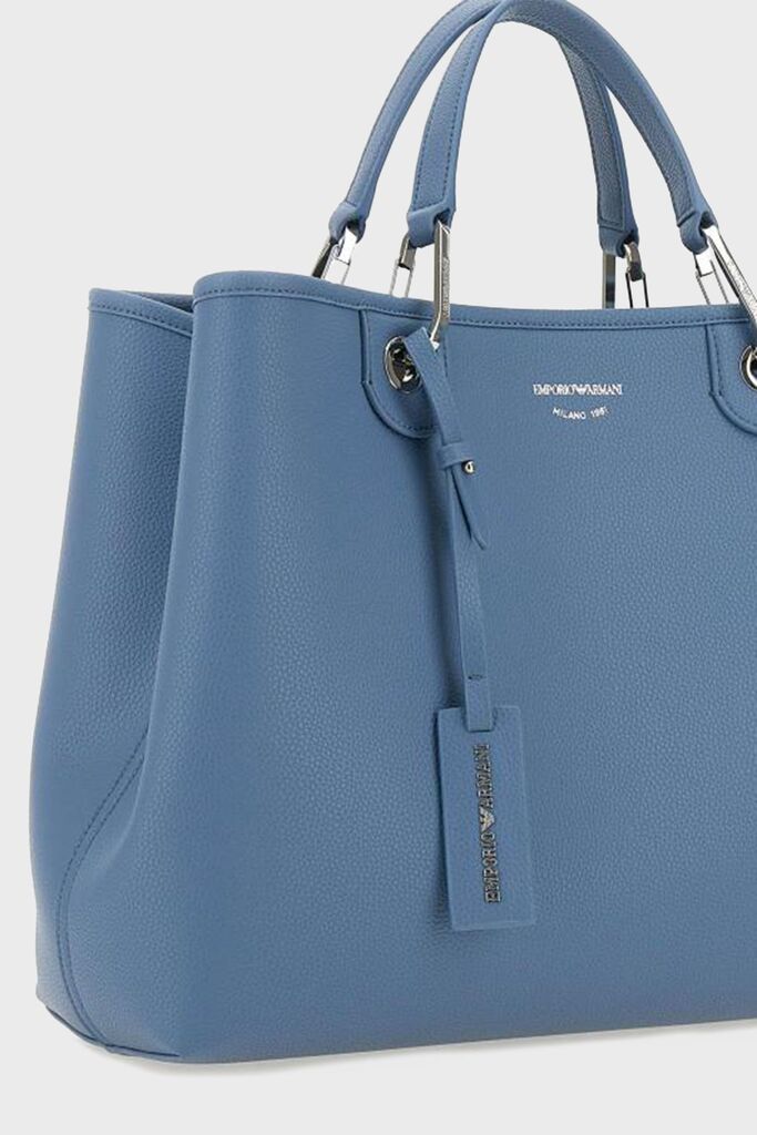 Classic Blue Structured Tote with Silver Hardware