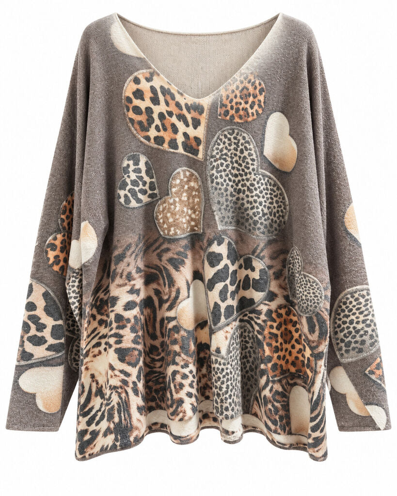 Top Long Sleeves Leopard TAUPE