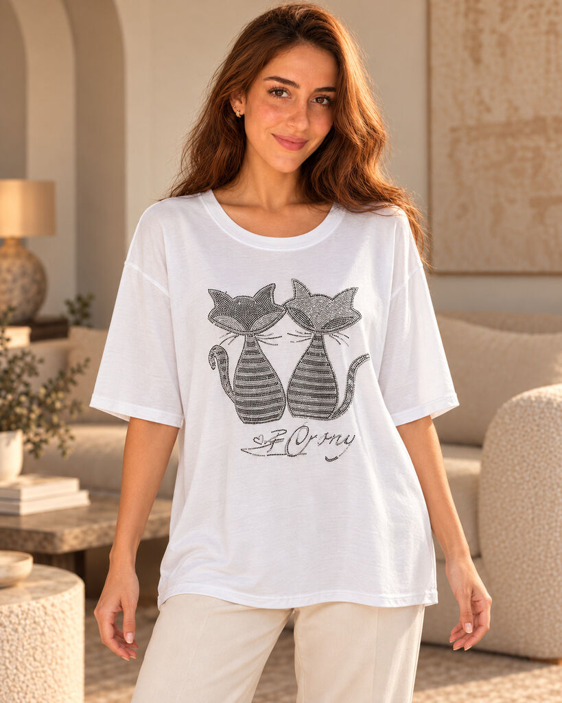Tshirt CATS WHITE