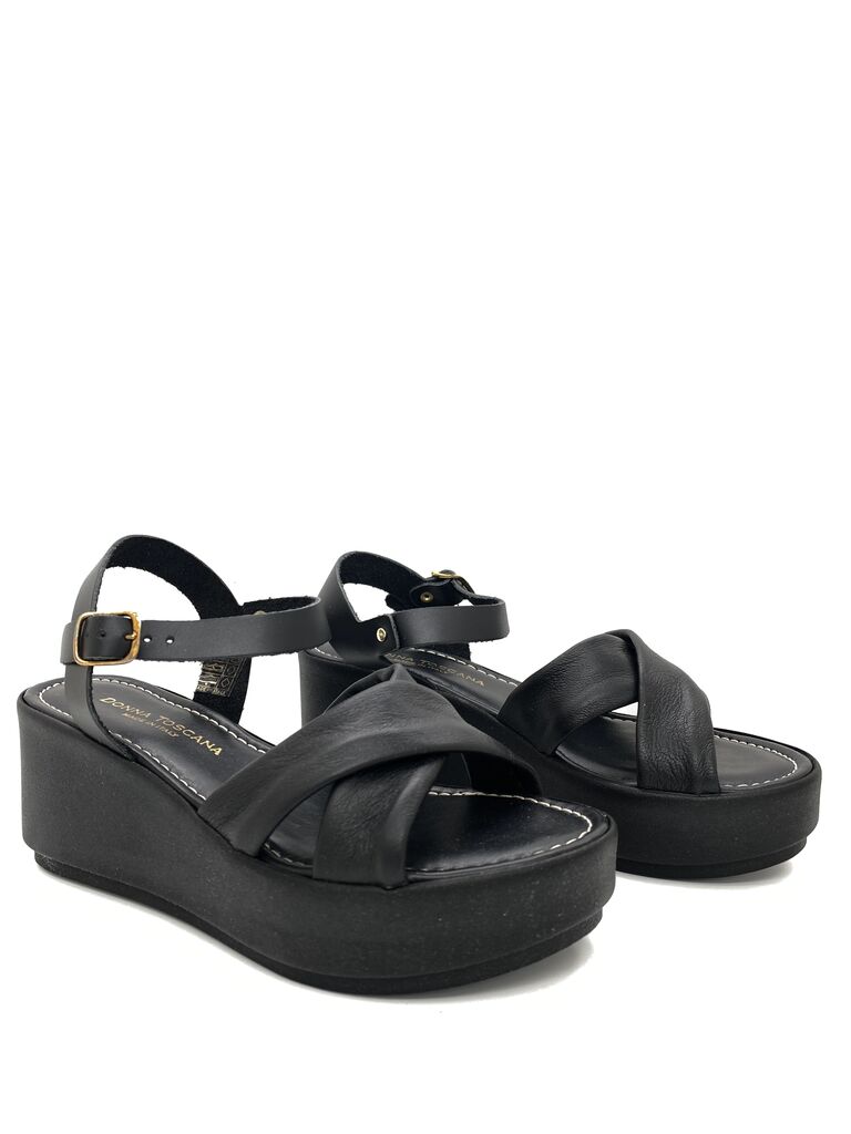Black Platform Sandals with Adjustable Strap