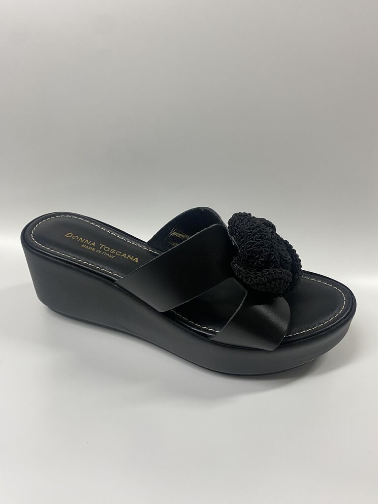 Heeled Mule Open-Toe Nappa NERO