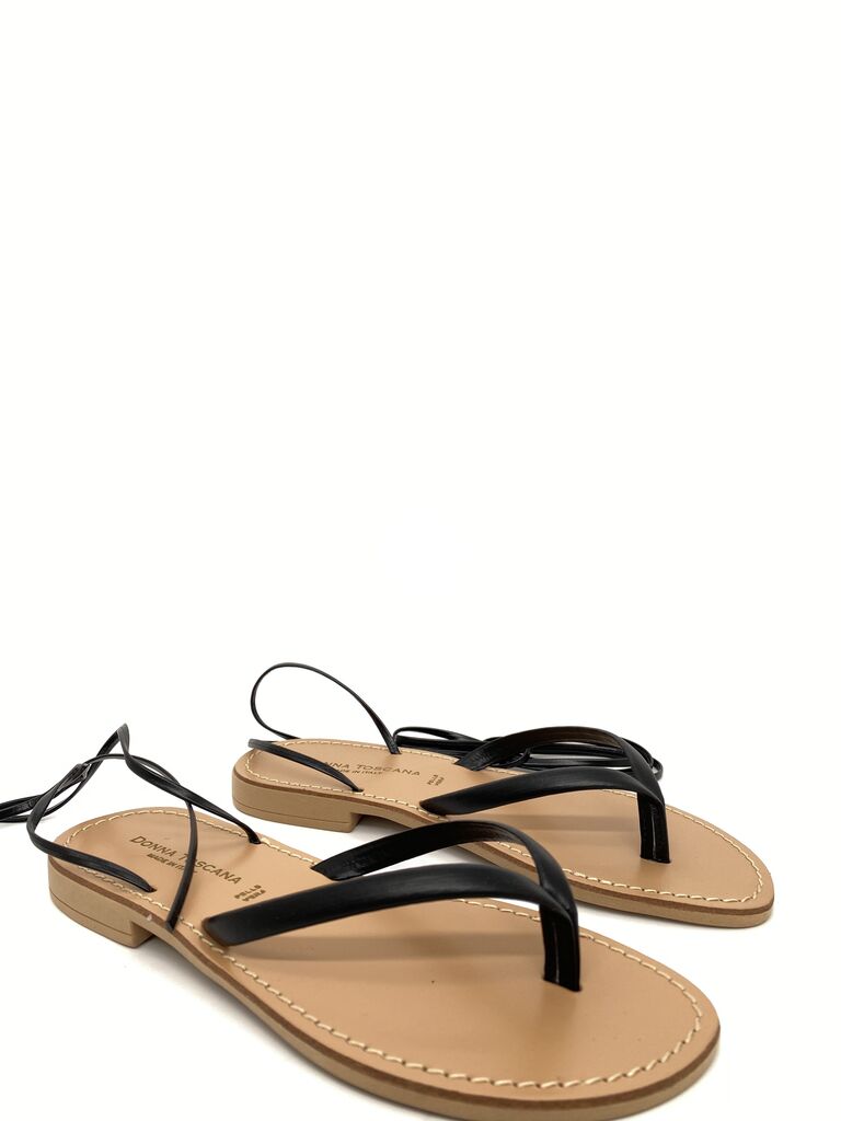 Black Tie-Strap Sandal with Open Toe
