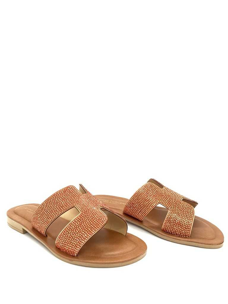 Terracotta Embellished Slide Sandal