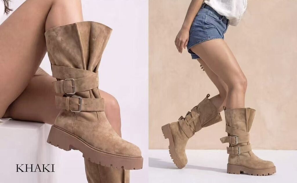 Knee High Boot Suede KHAKI