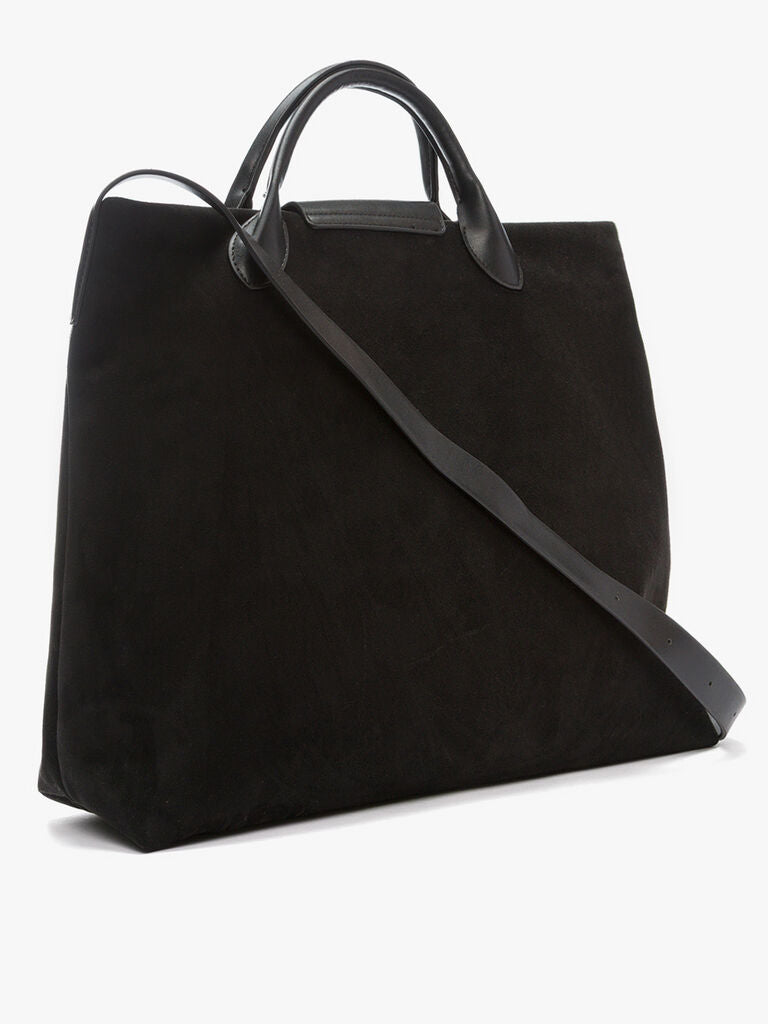 Black Canvas Tote with Leather Handles