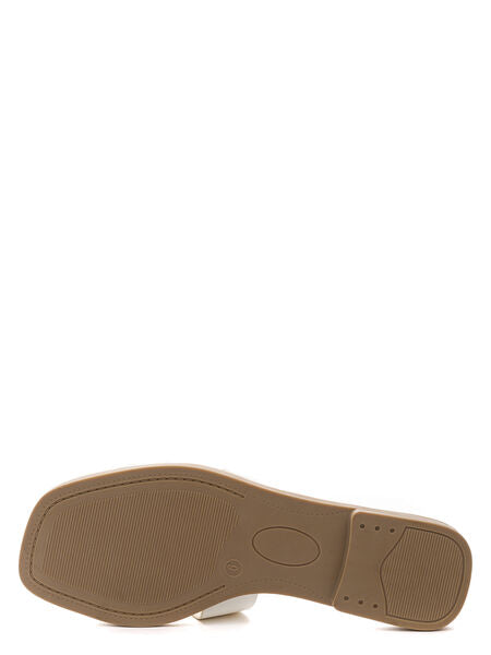 White Slide Sandals with Buckle Detail