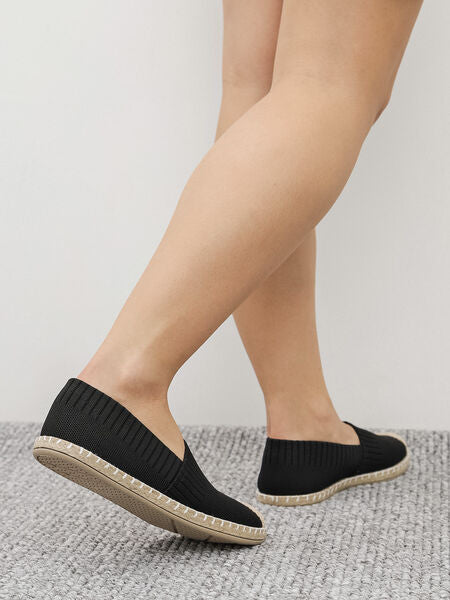 Black Knit Espadrille with Contrast Toe