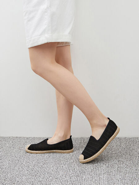 Black Knit Espadrilles with Contrast Toe