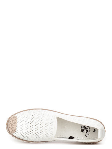 White Crochet Slip-On Espadrille with Braided Sole