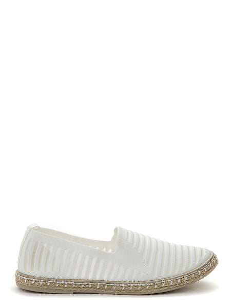White Textured Slip-On Espadrille with Braided Sole