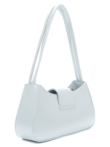 Light Blue Structured Handbag with Bow Detail