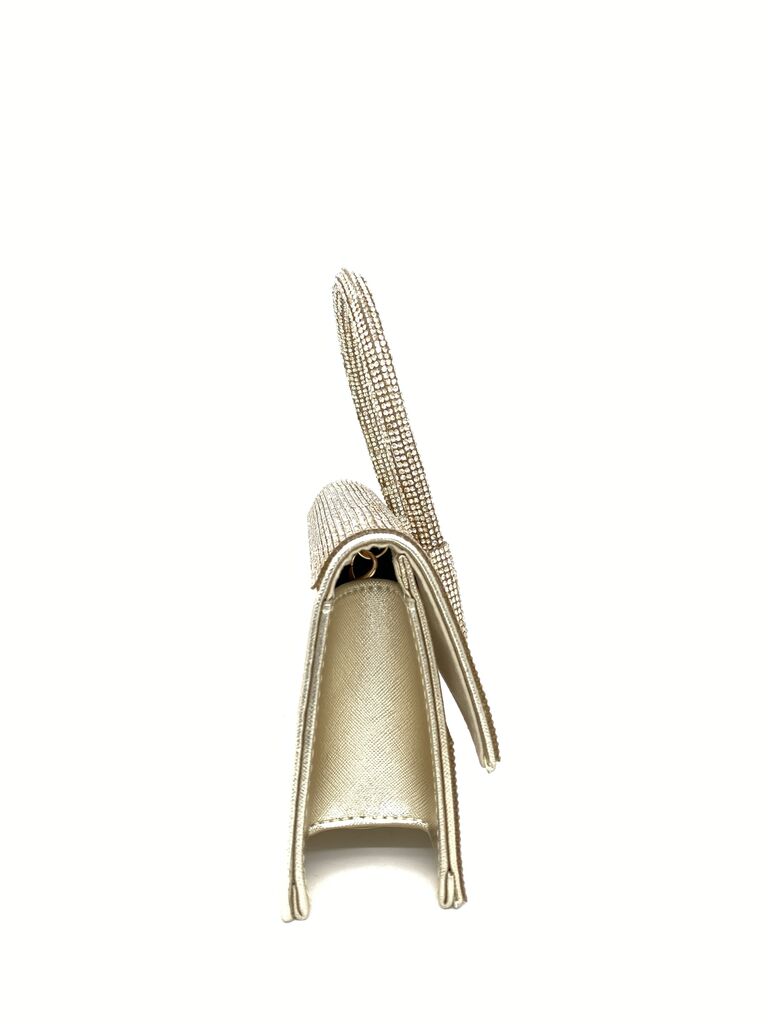 Gold Crystal Embellished Tote with Structured Design