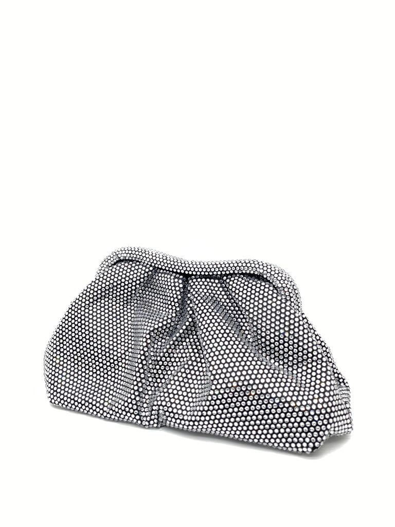 Silver Geometric Clutch with Textured Detail