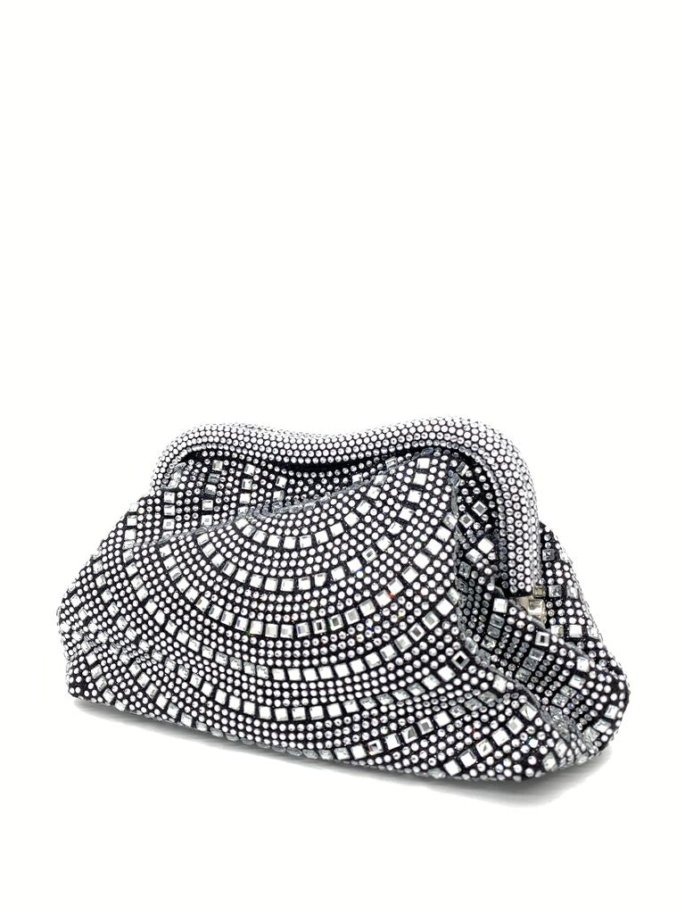 Black Beaded Clutch with Geometric Pattern