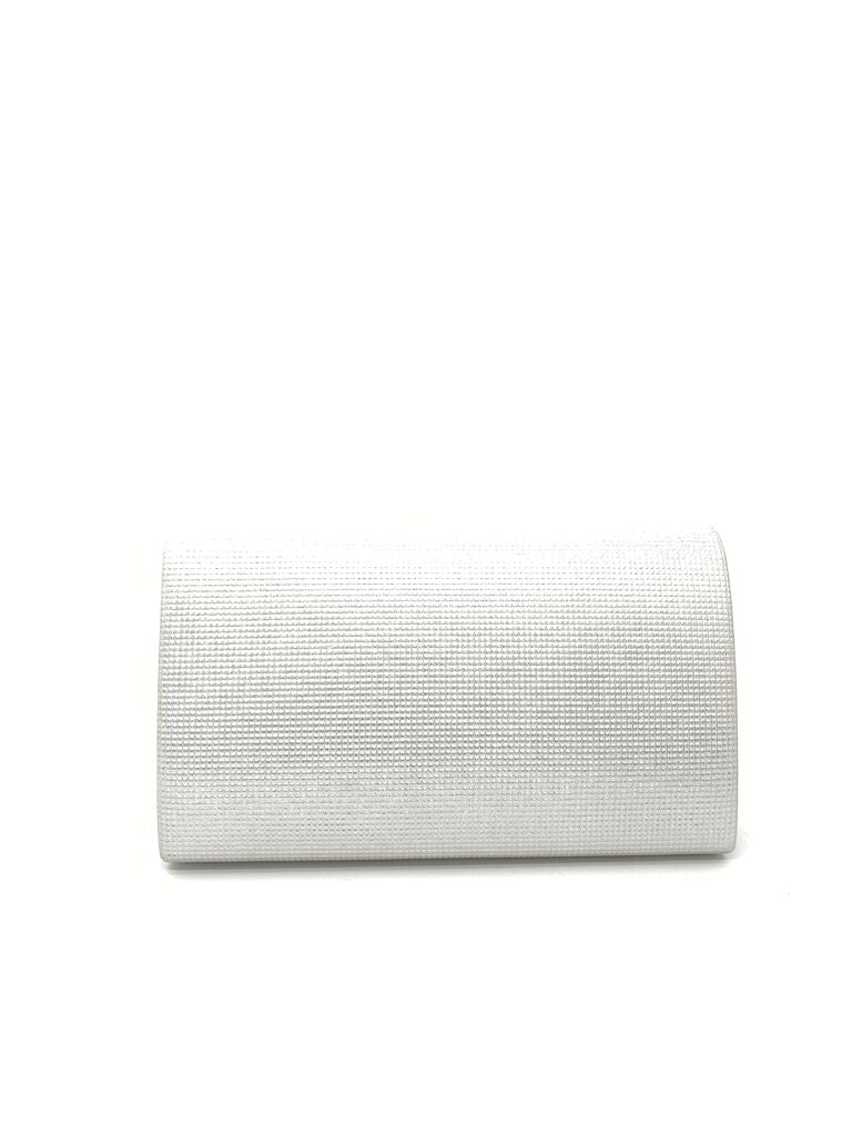 Silver Textured Envelope Clutch with Structured Design