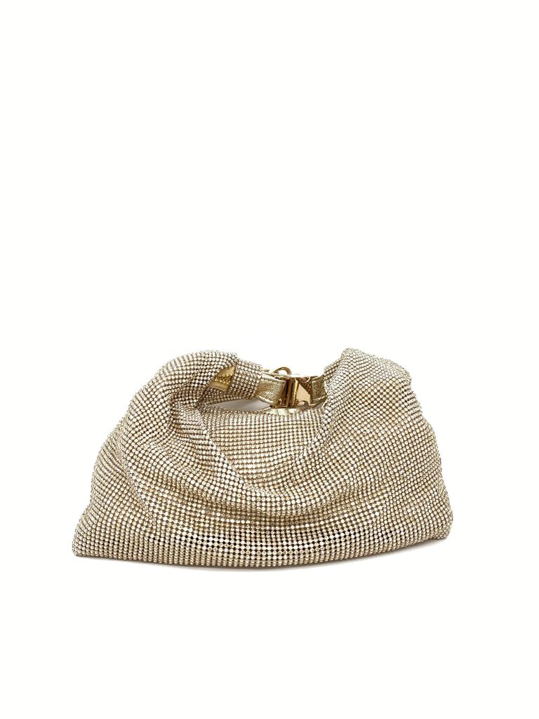 Gold Mesh Hobo Bag with Shoulder Strap
