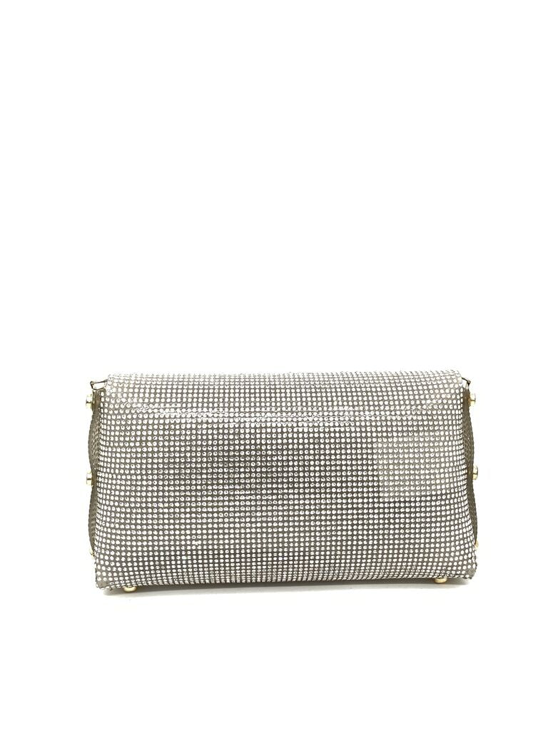 Silver Glitter Clutch with Square Clasp