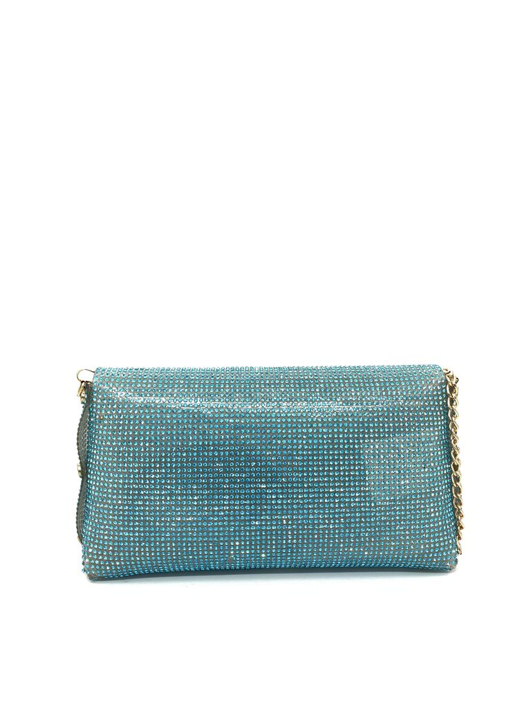 Turquoise Beaded Evening Clutch with Gold Chain