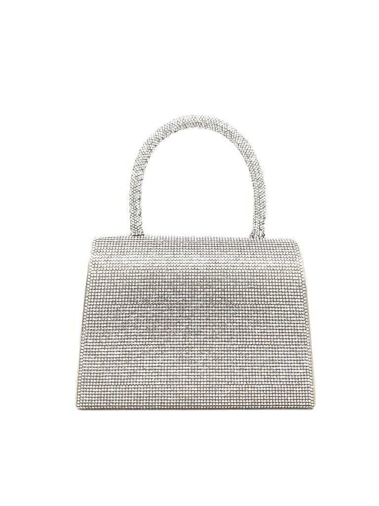 Silver Sparkling Mini Handbag with Rounded Flap