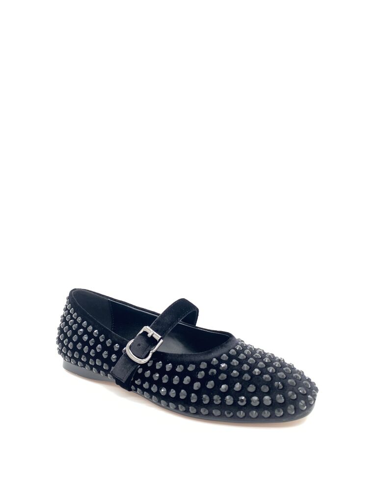 Black Embellished Mary Jane Flats