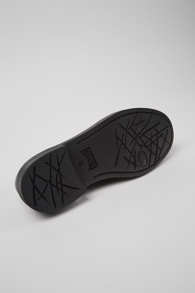 Black Leather Derby Shoe with Chunky Sole