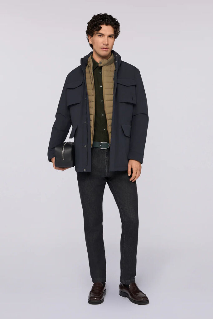 Olive Padded Vest with Stand Collar and Zip Closure