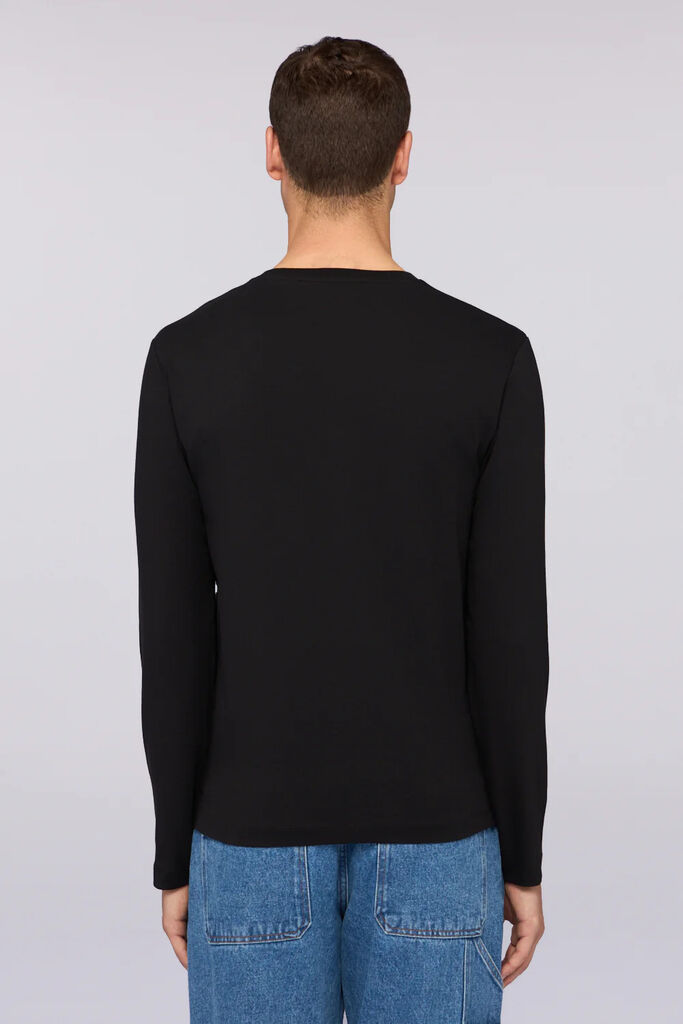 Black Cotton Long Sleeve Tee