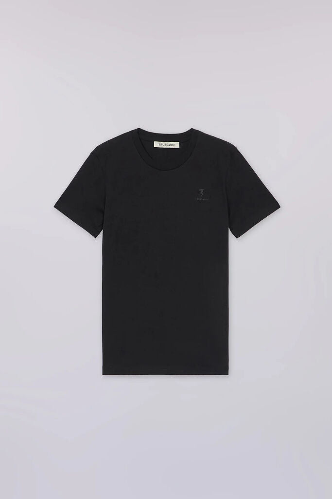 Black Solid Tee with Subtle Logo