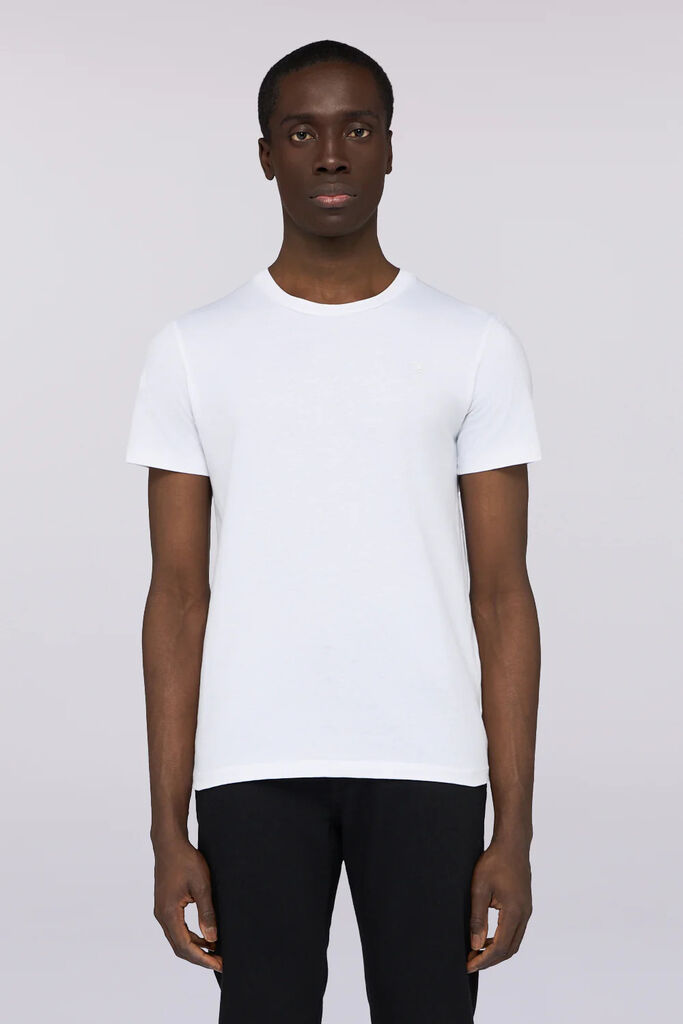 White Cotton T-Shirt with Crew Neckline