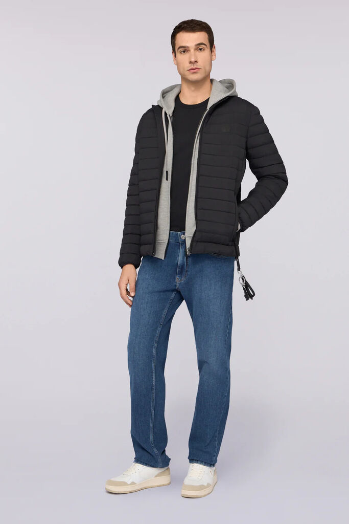 Blue Denim Straight-Leg Jeans with Classic Five-Pocket Design