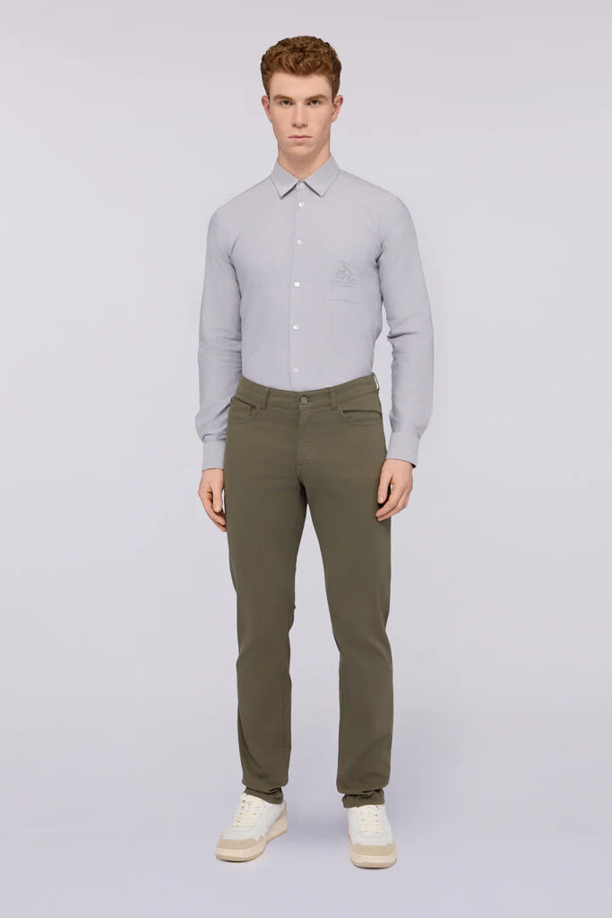 Olive Green Cotton Slim Fit Pants