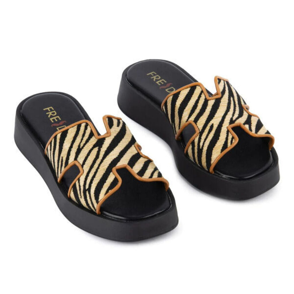 Zebra Print Platform Slide Sandals