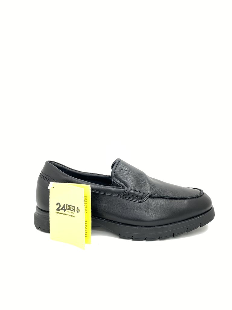 Black Leather Loafer with Slip-On Style