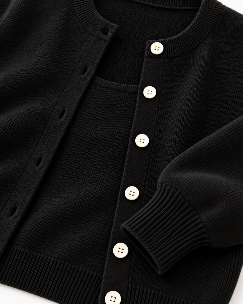 CARDIGAN + TOP - BLACK