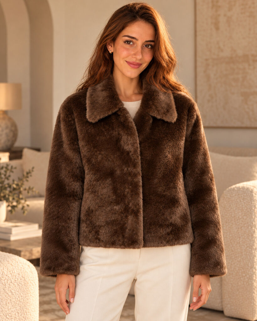 Jacket Faux Fur MARRON