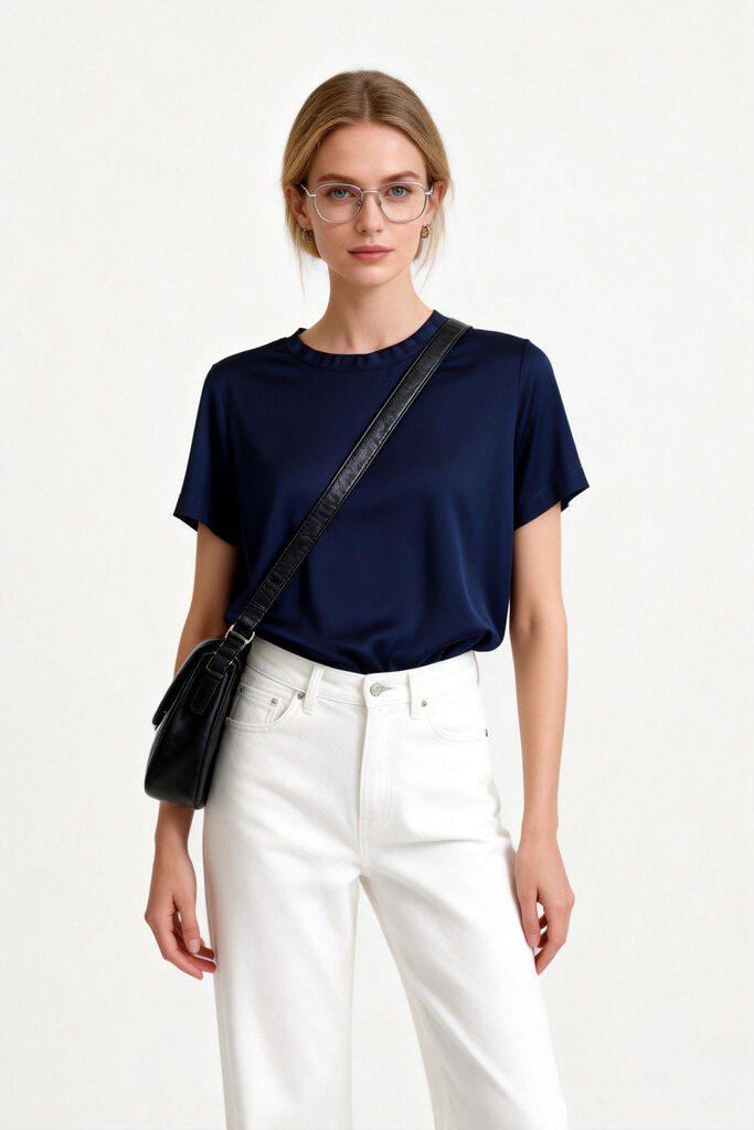 Navy Smooth Tee with Short Sleeves