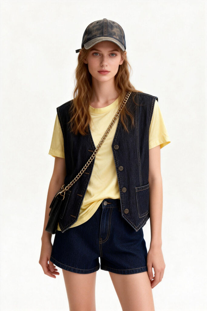 Dark Denim Buttoned Vest