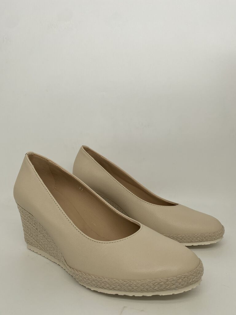 Beige Woven Wedge Comfortable Shoe